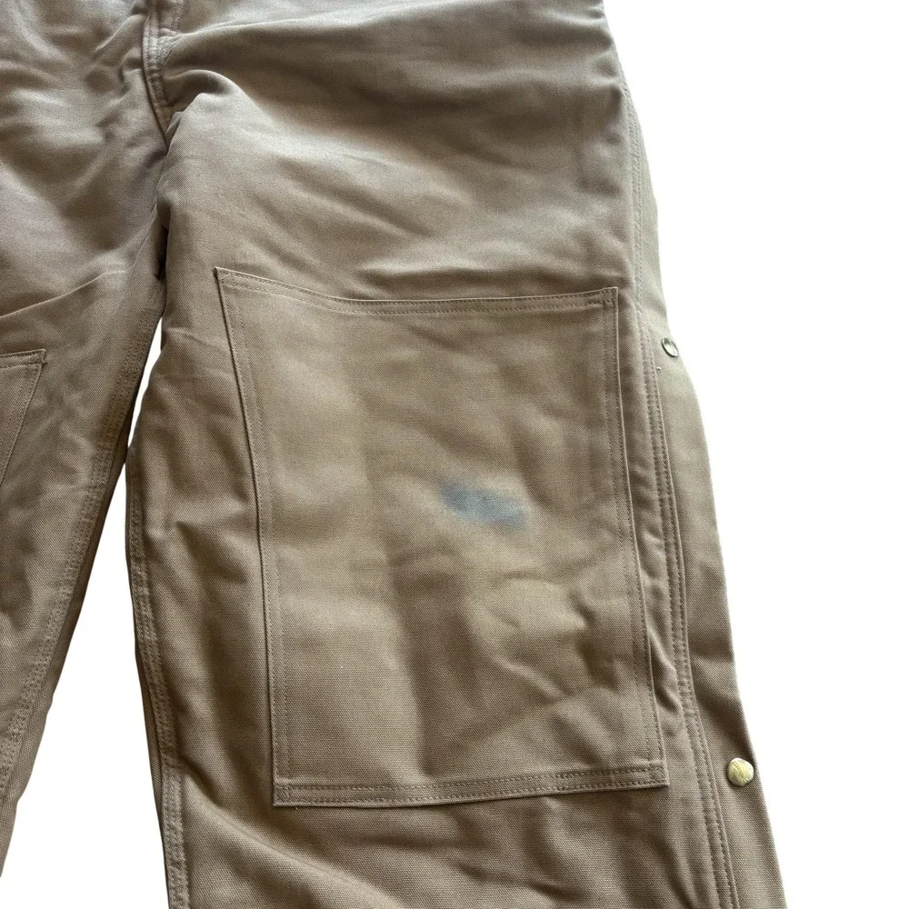 Carhartt Bib Overalls Mens 50x30 Brown R38 Duck Insulated Quilt Lined Workwear
